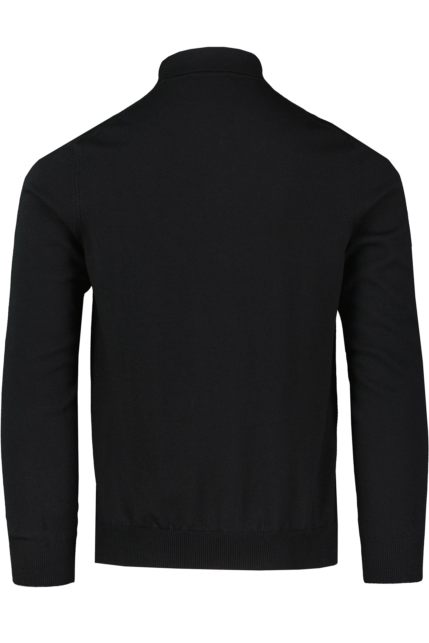 Men's Gran Sasso Black Long Sleeve Zip Merino Wool Knitted Polo Shirt - image 3