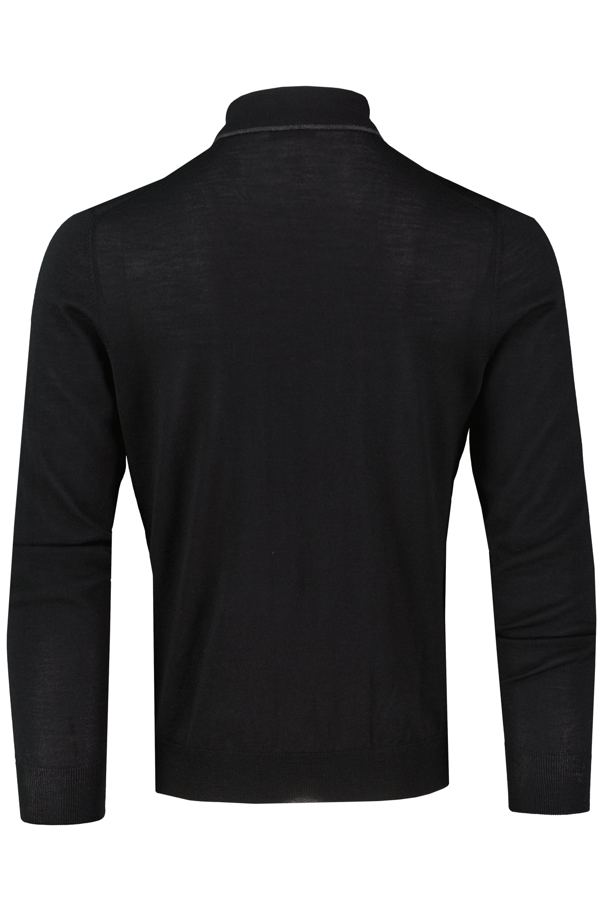 Men's Gran Sasso Black Tennis Long Sleeve Knitted Polo — view 2