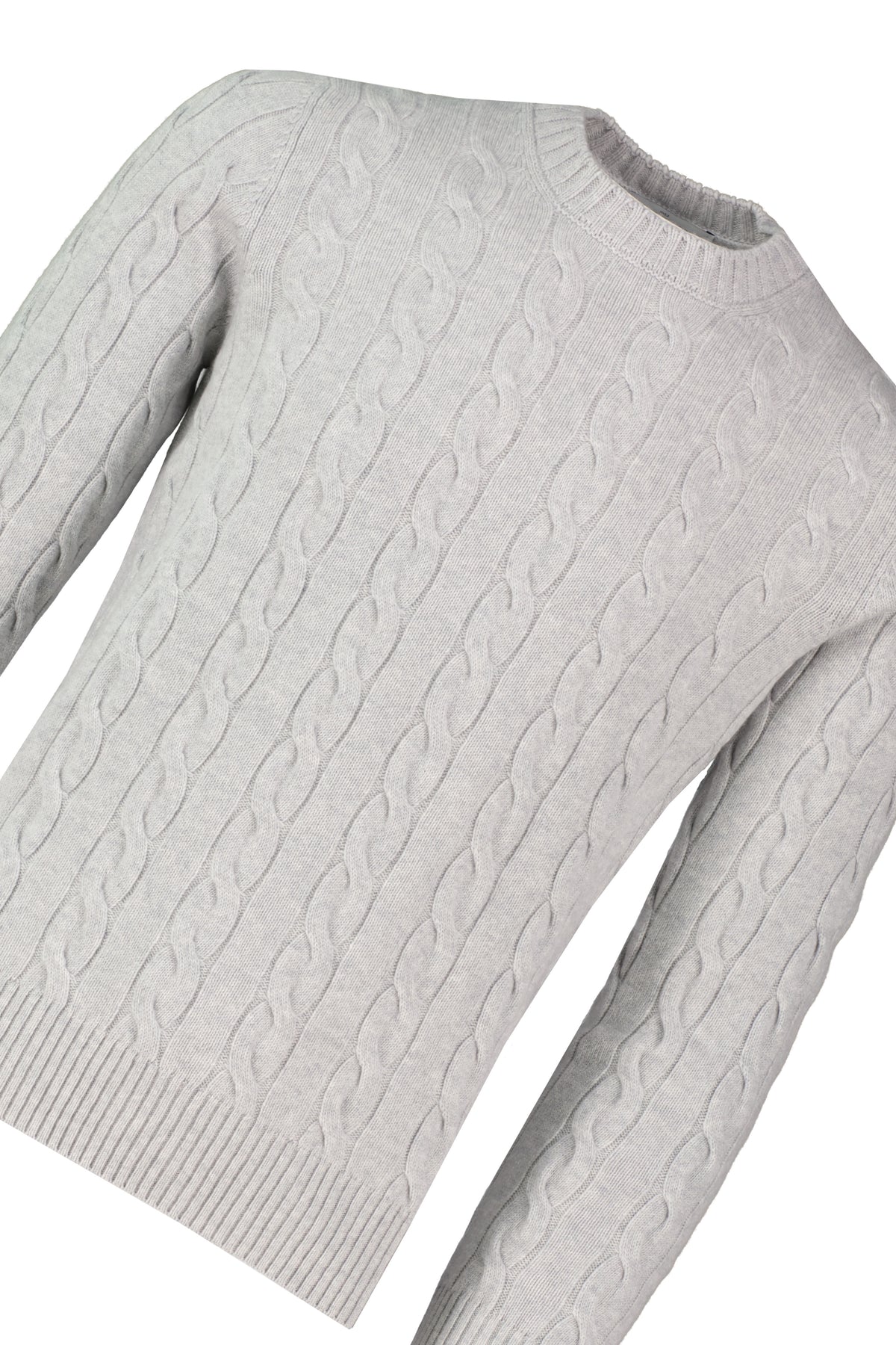 Men's Gran Sasso Grey Crew Cable Knitwear — view 3