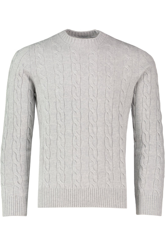 Men's Gran Sasso Grey Crew Cable Knitwear