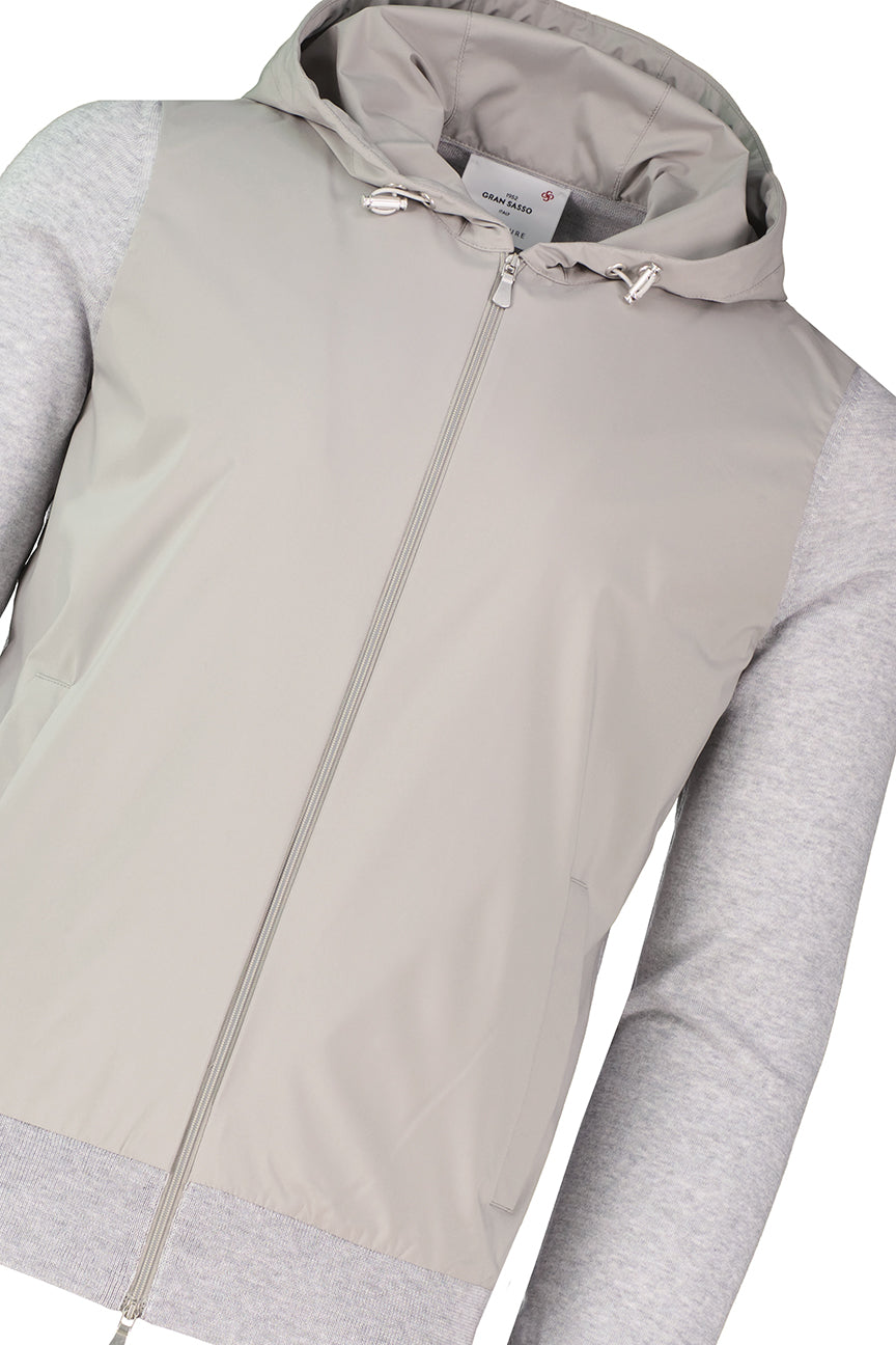 Men's Gran Sasso Grey Hoodie Hybrid Jacket