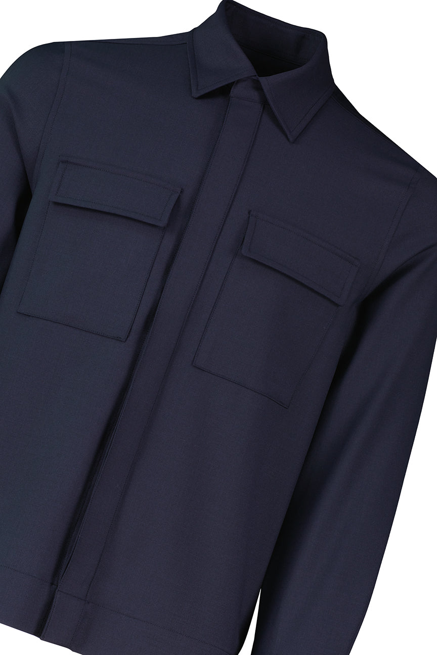 Men's Gran Sasso Navy Button Up Technical Overshirt - image 4