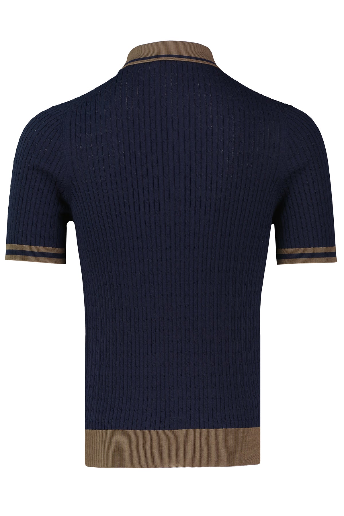 Men's Gran Sasso Navy Cable Knit 3 Button Polo Shirt - image 3