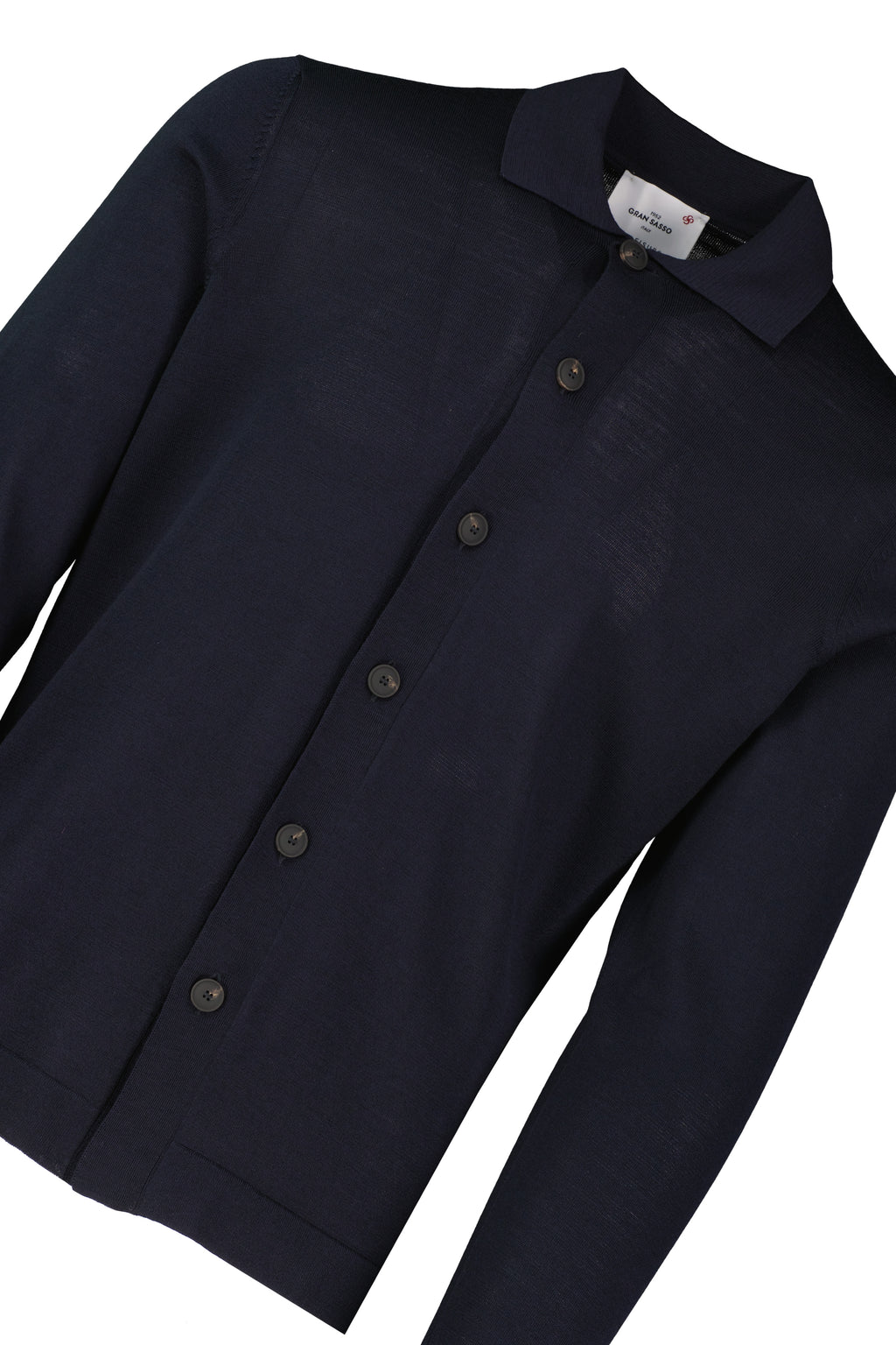 Men's Gran Sasso Navy Long Sleeve Knitted Shirt