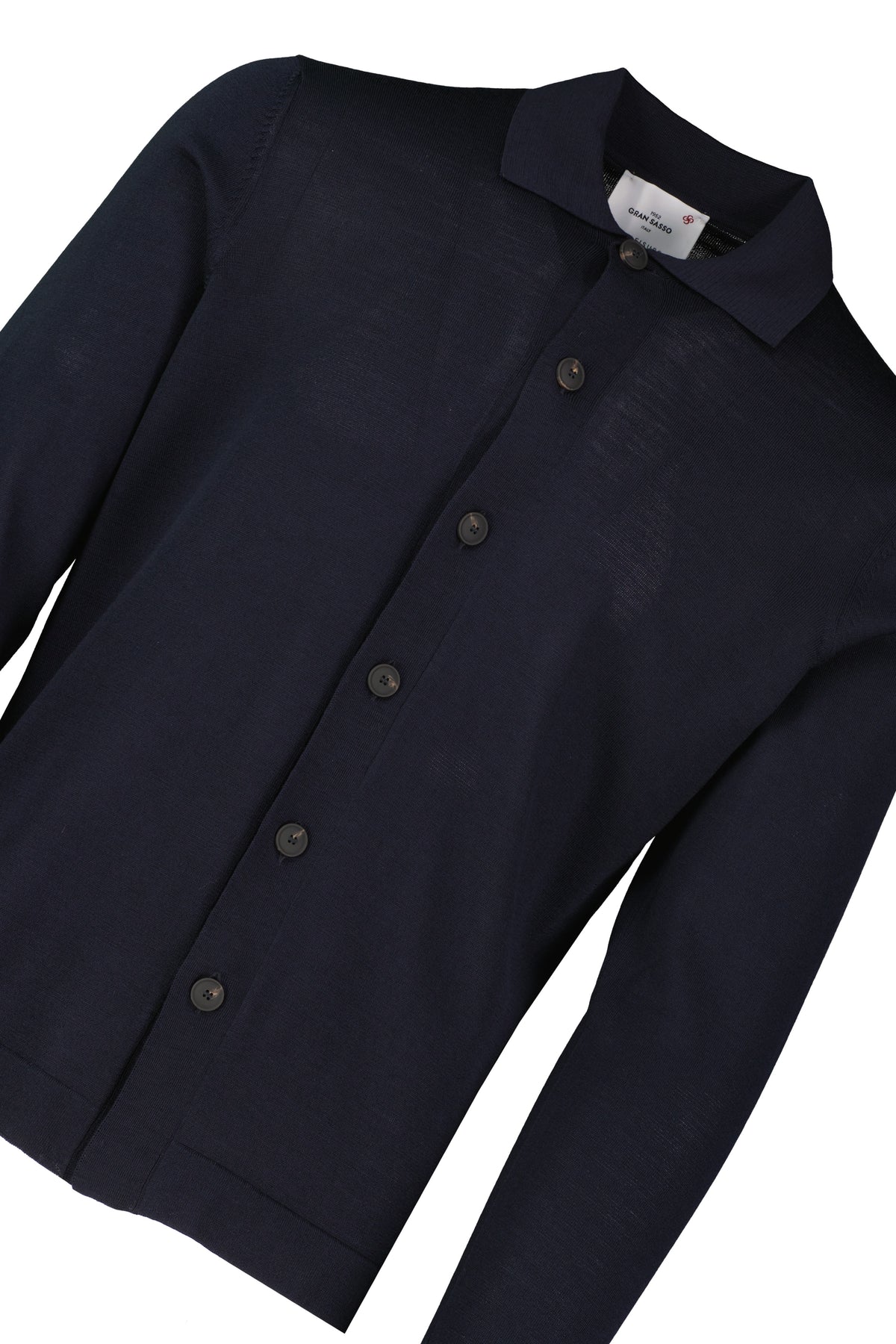 Men's Gran Sasso Navy Long Sleeve Knitted Shirt