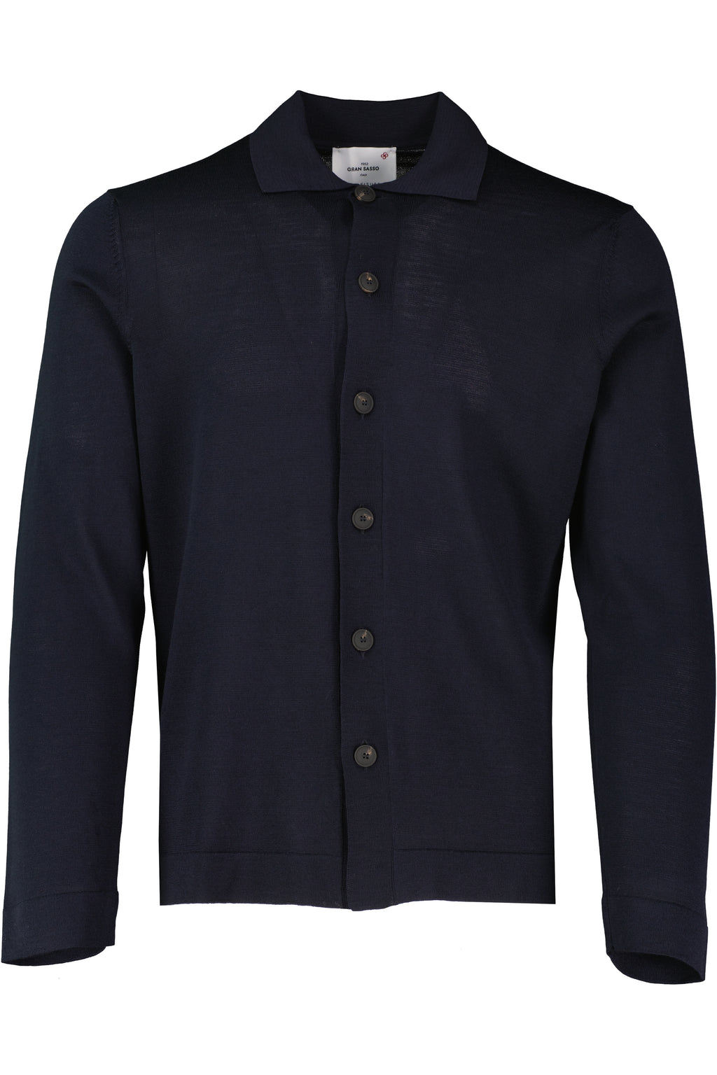 Men's Gran Sasso Navy Long Sleeve Knitted Shirt