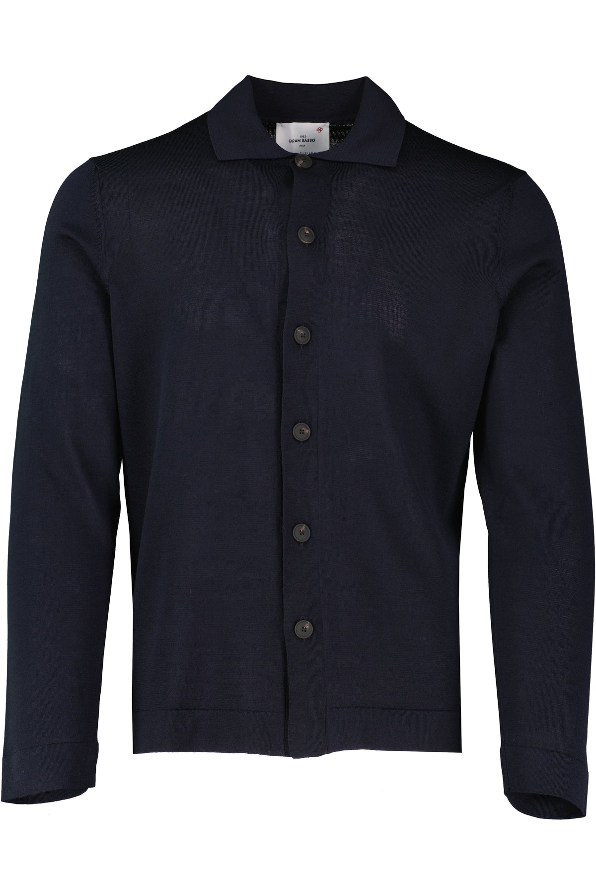 Men's Gran Sasso Navy Long Sleeve Knitted Shirt
