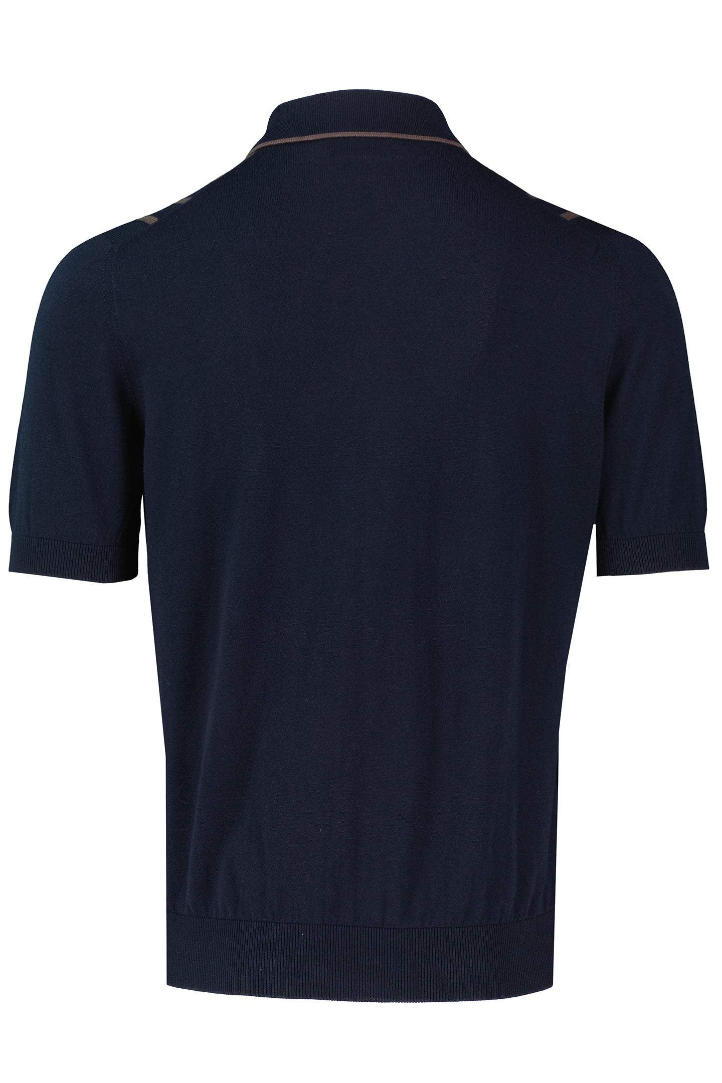 Men's Gran Sasso Navy Stripe Knit Full Button Up Polo Shirt - image 3