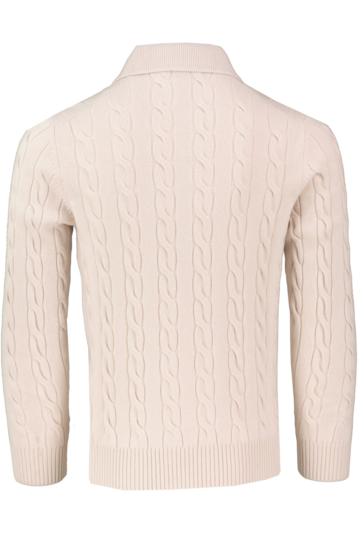 Men's Gran Sasso Oat Long Sleeve Cable Knitted Polo — view 2