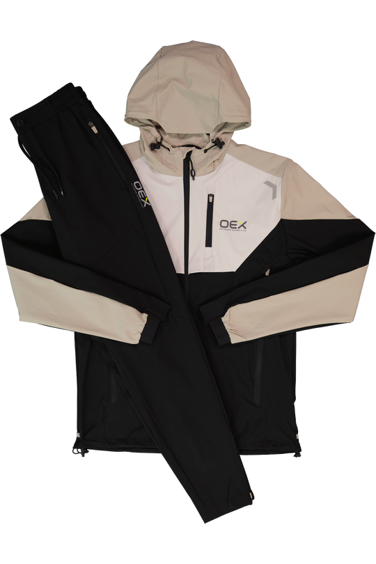 Men's OEX Bachar Black Taupe Tracksuit Jacket &  Black Bachar Tracksuit Pant Set