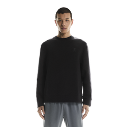 Men's On Running Black Focus Tech Crew Sweatshirt  with on chest logoSTYLED with matching grey focus pants