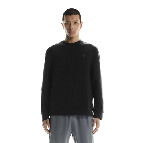 Men's On Running Black Focus Tech Crew Sweatshirt  with on chest logoSTYLED with matching grey focus pants