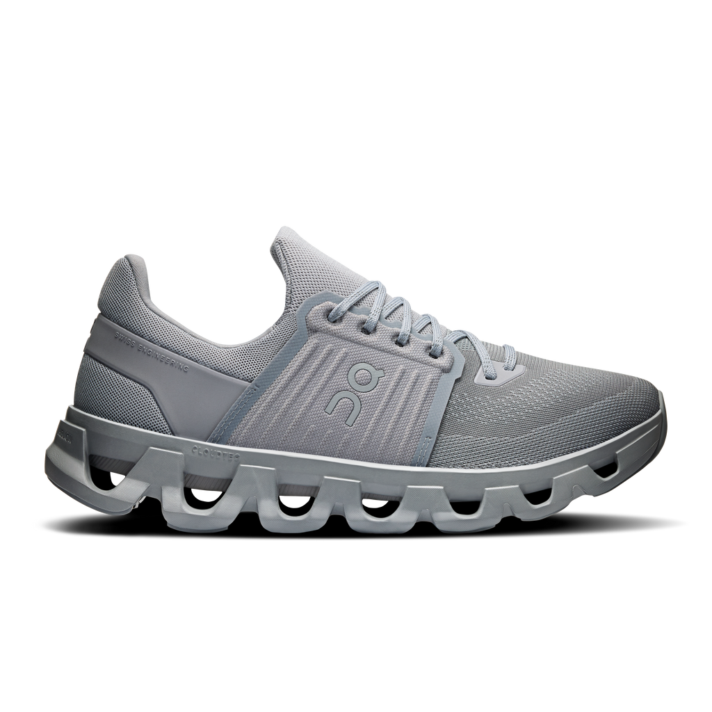 Men's On Running Cloudswift 4 AD Alloy Frost Trainers with grey sole unit and reflective on logo
