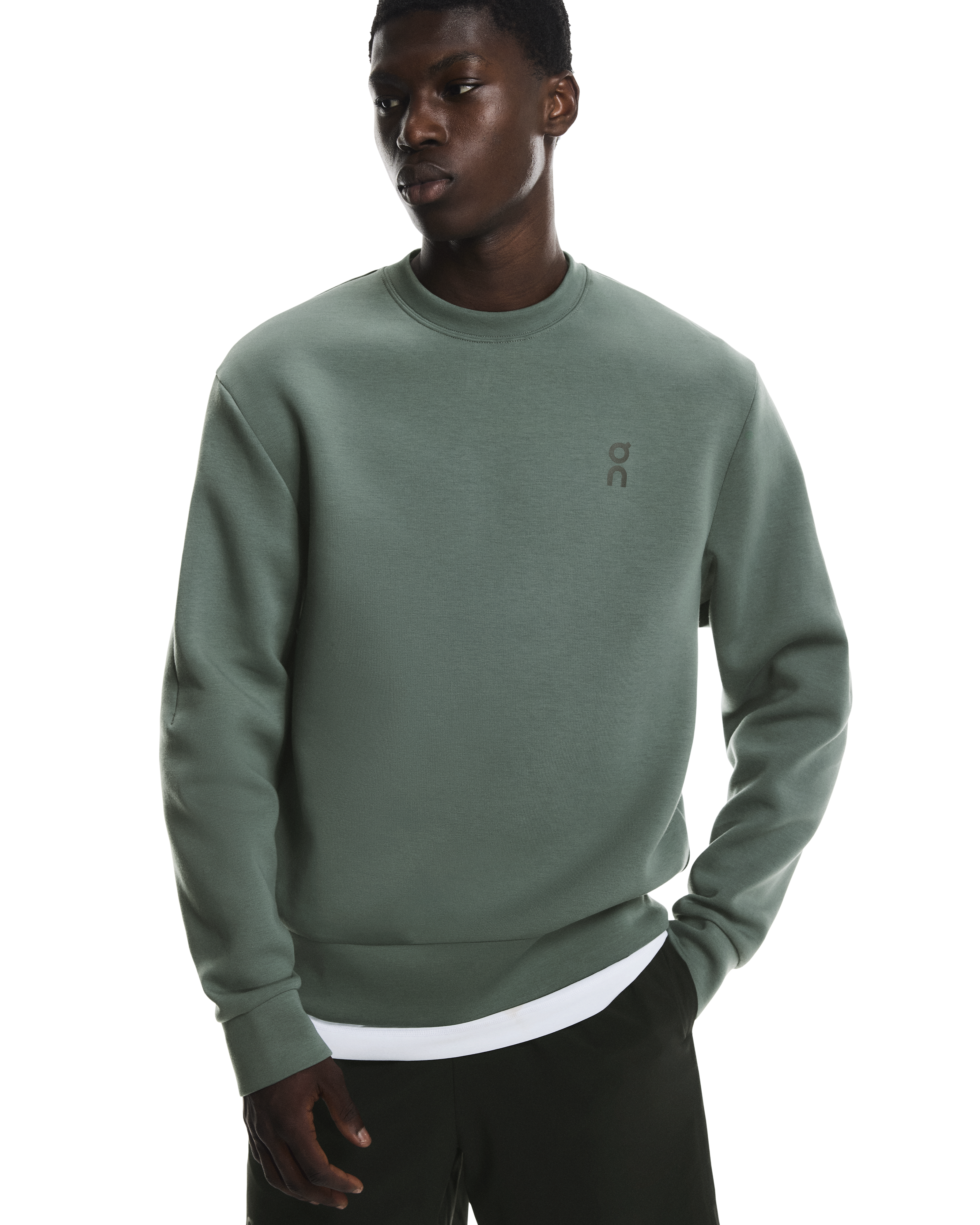 Men's On Running Olive Focus Tech Crew Sweatshirt
