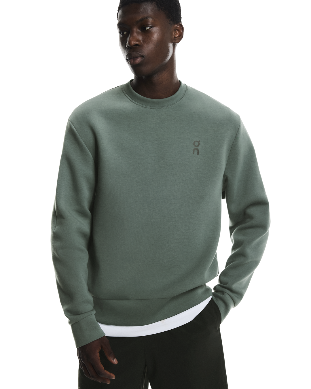 Men's On Running Olive Focus Tech Crew Sweatshirt