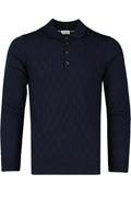 Men's Pal Zileri 3 Button Textured Knitted Polo Shirt Navy