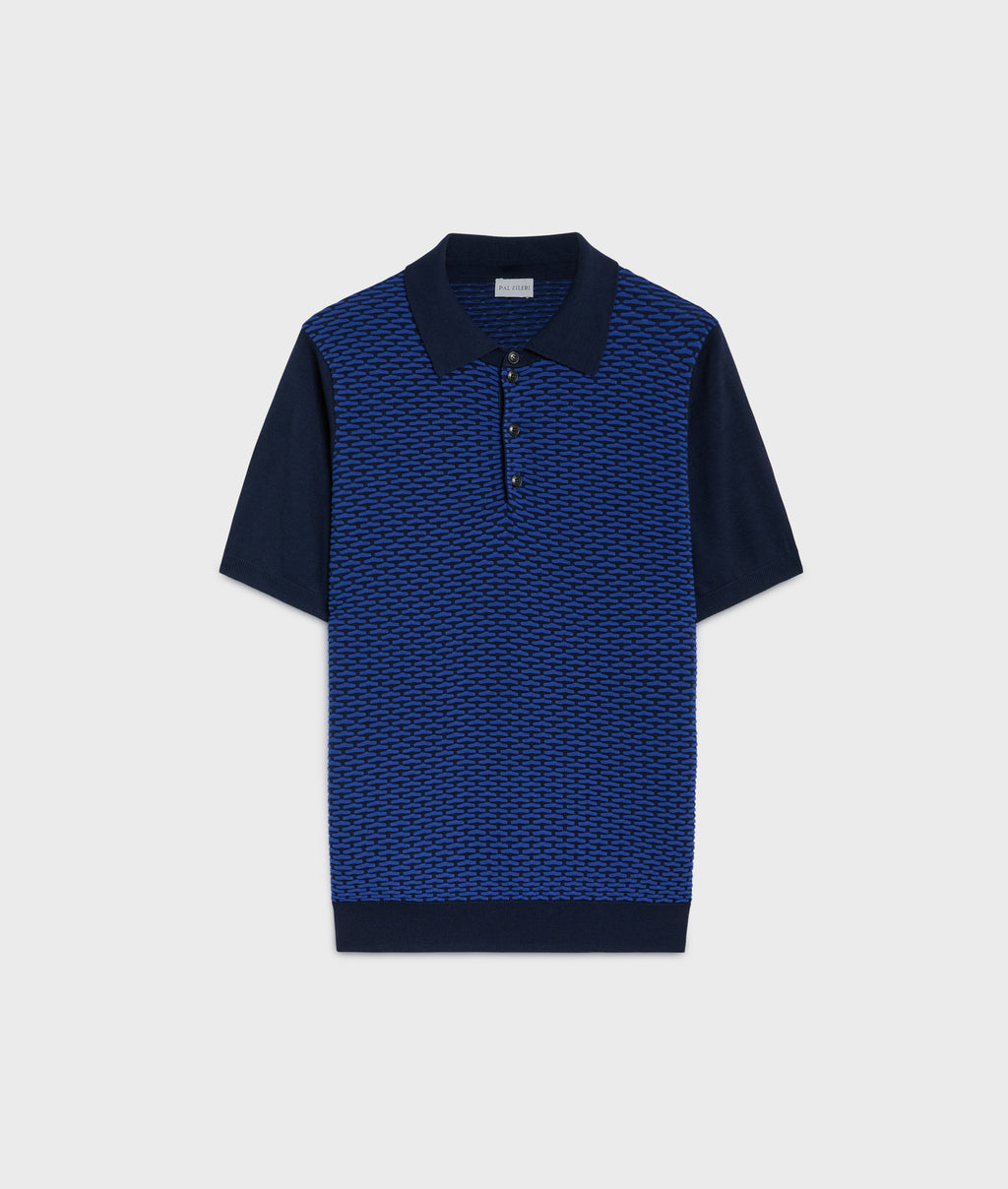 Men's Pal Zileri Blue Knitted Polo - image 2