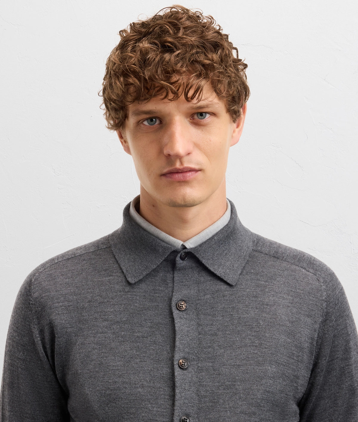 Men's Pal Zileri Button Through Knitted Shirt Grey