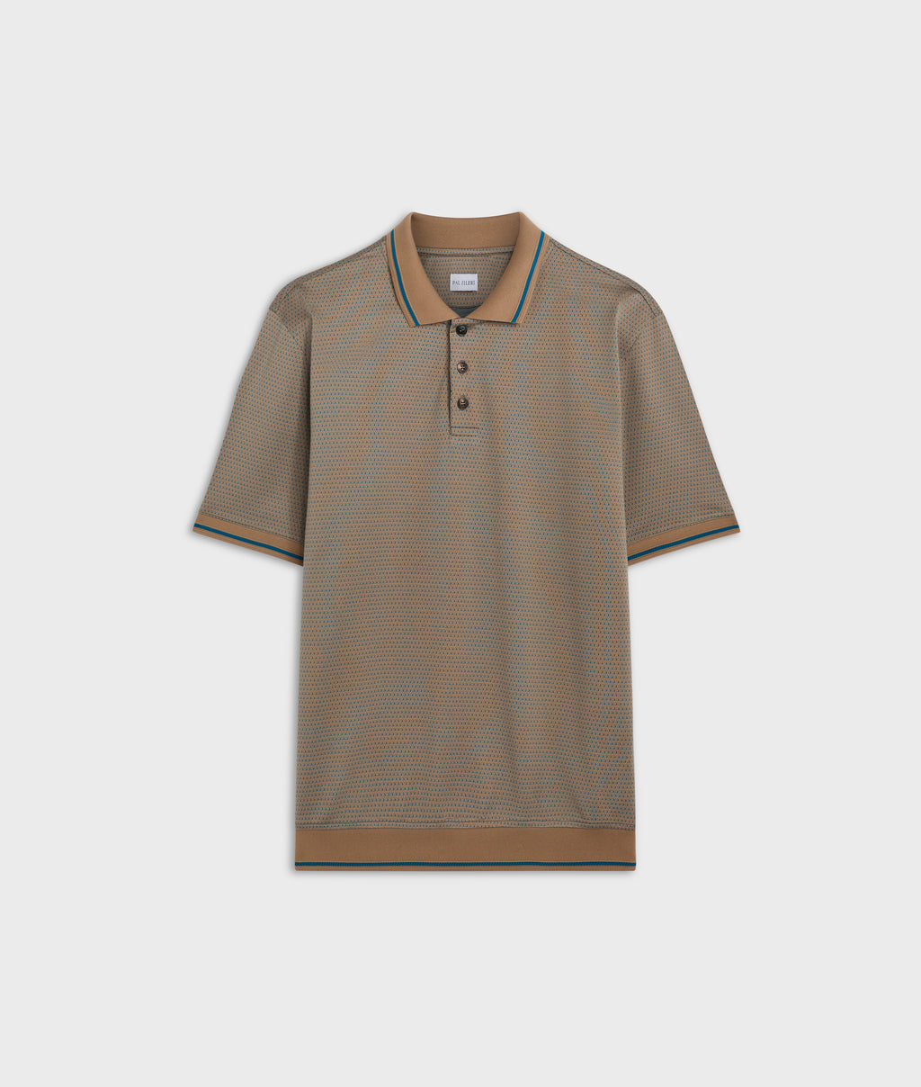 Men's Pal Zileri Light Brown 3 Button Mercerised Polo Shirt - image 2