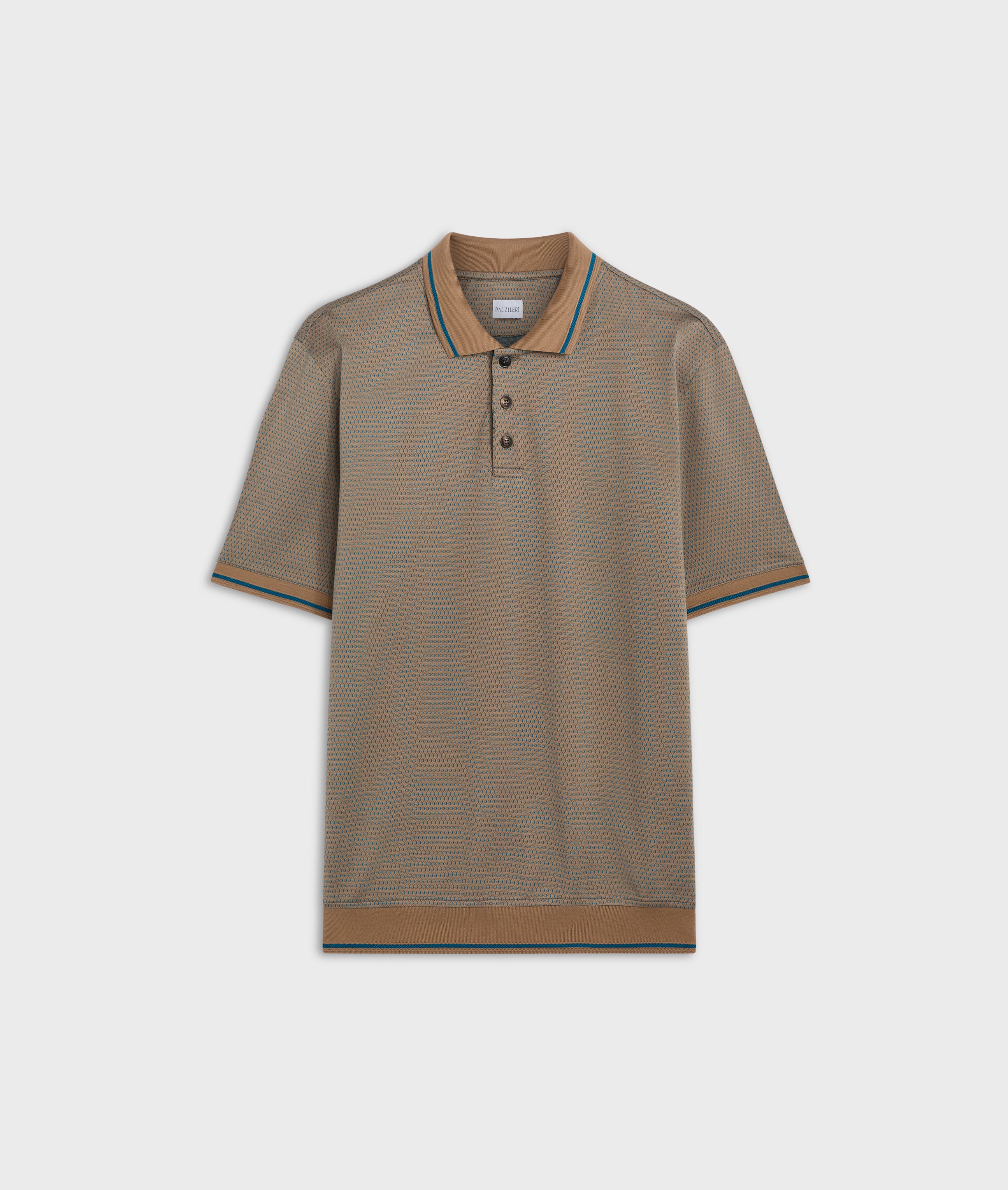 Men's Pal Zileri Light Brown 3 Button Mercerised Polo Shirt - image 2
