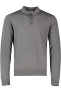 Men's Pal Zileri Long Sleeve 3 Button Knitted polo Grey