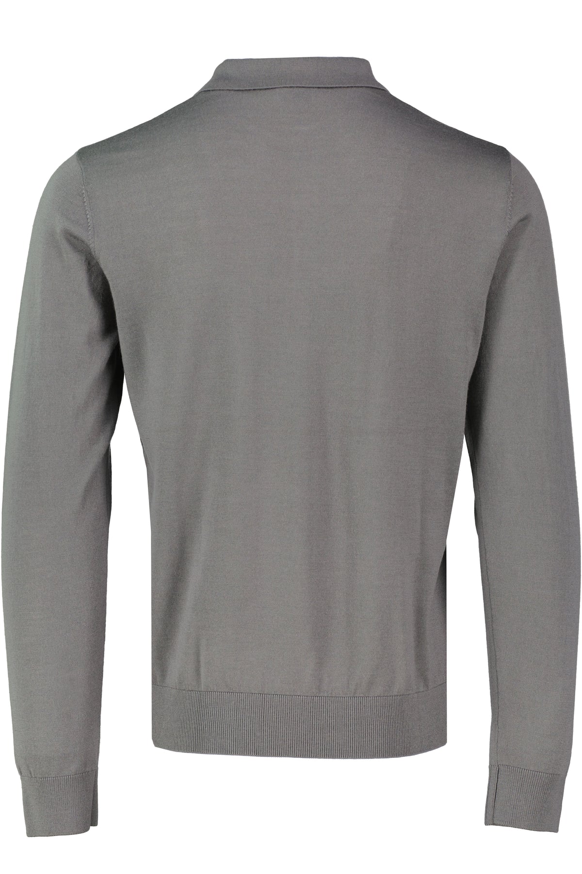 Men's Pal Zileri Long Sleeve 3 Button Knitted polo Grey