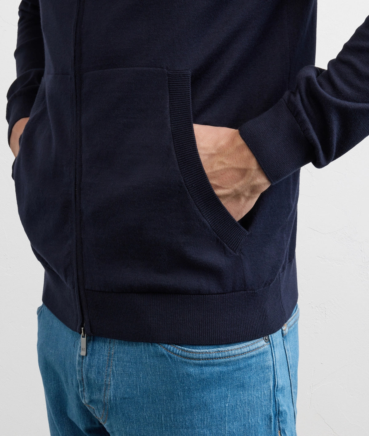 Men's Pal Zileri Navy Blue Knitted Zip Up Hoodie - image 4