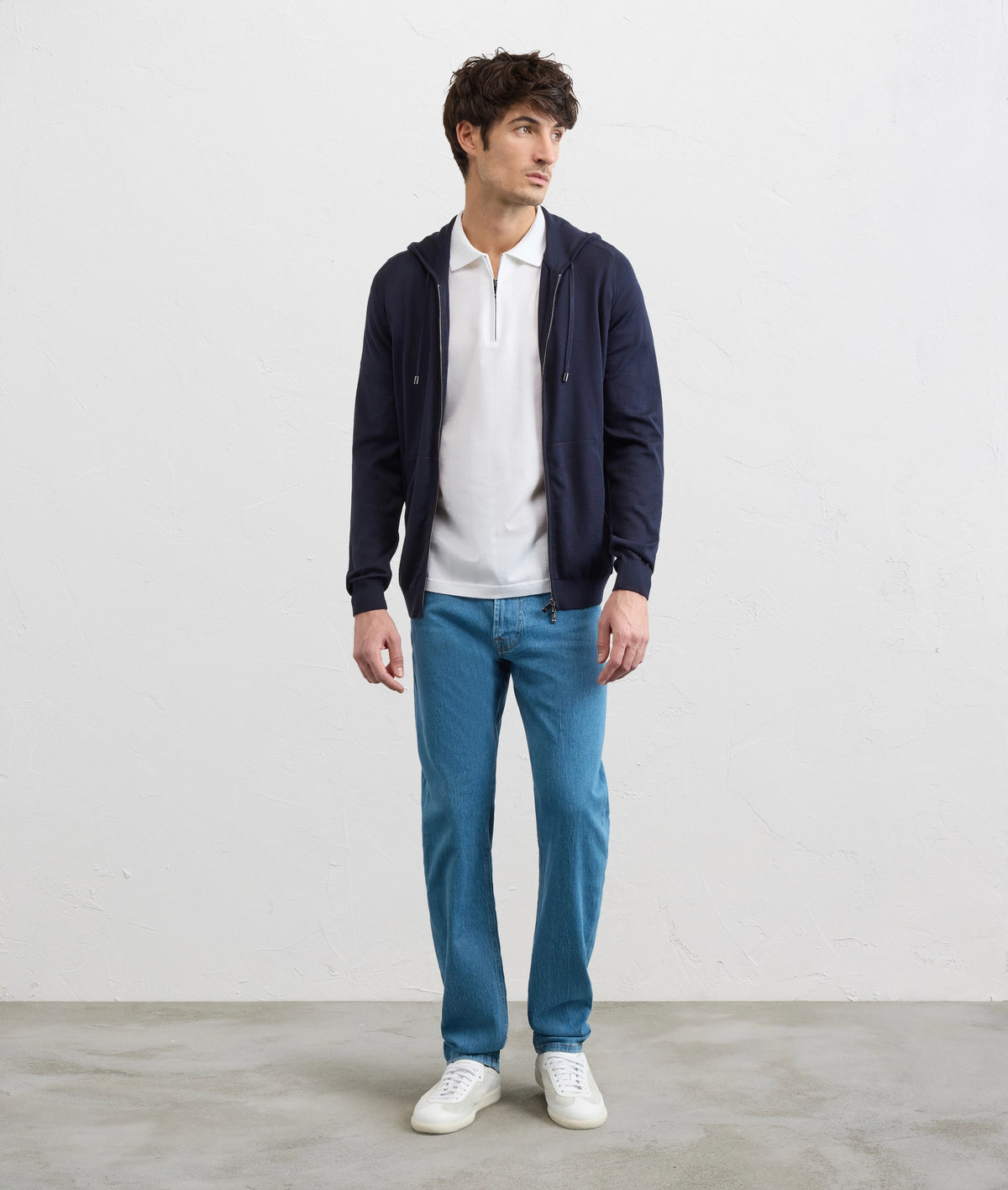 Men's Pal Zileri Navy Blue Knitted Zip Up Hoodie - image 3
