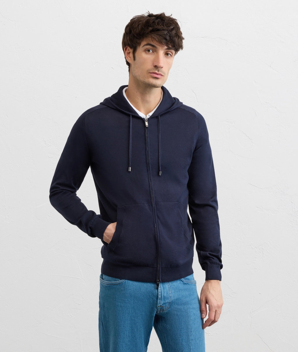 Men's Pal Zileri Navy Blue Knitted Zip Up Hoodie - image 5