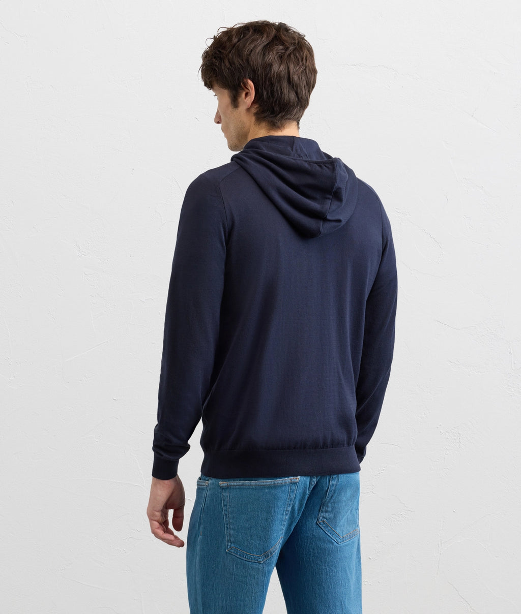 Men's Pal Zileri Navy Blue Knitted Zip Up Hoodie - image 6
