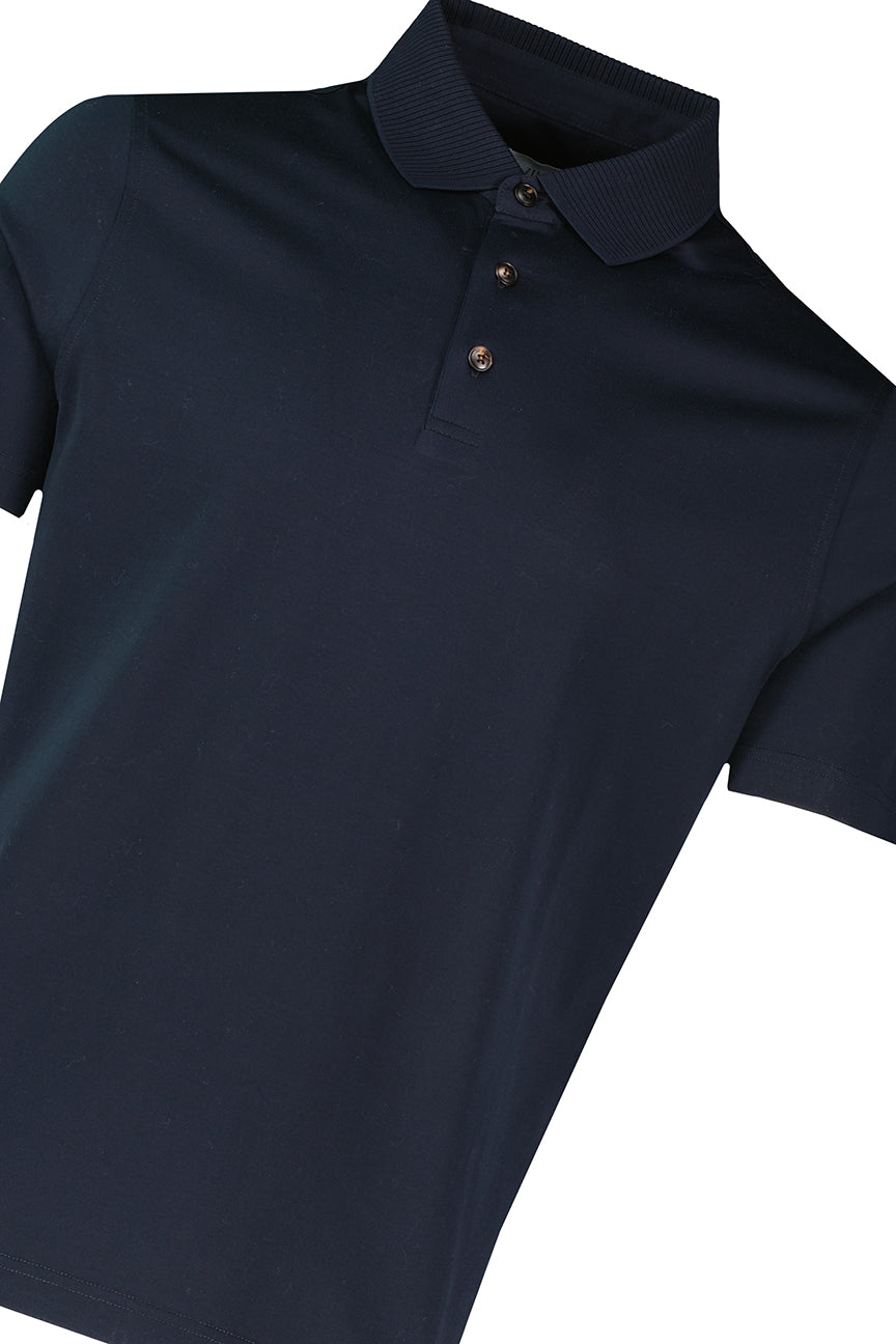 Men's Pal Zileri Navy Blue Mercerised Polo Shirt