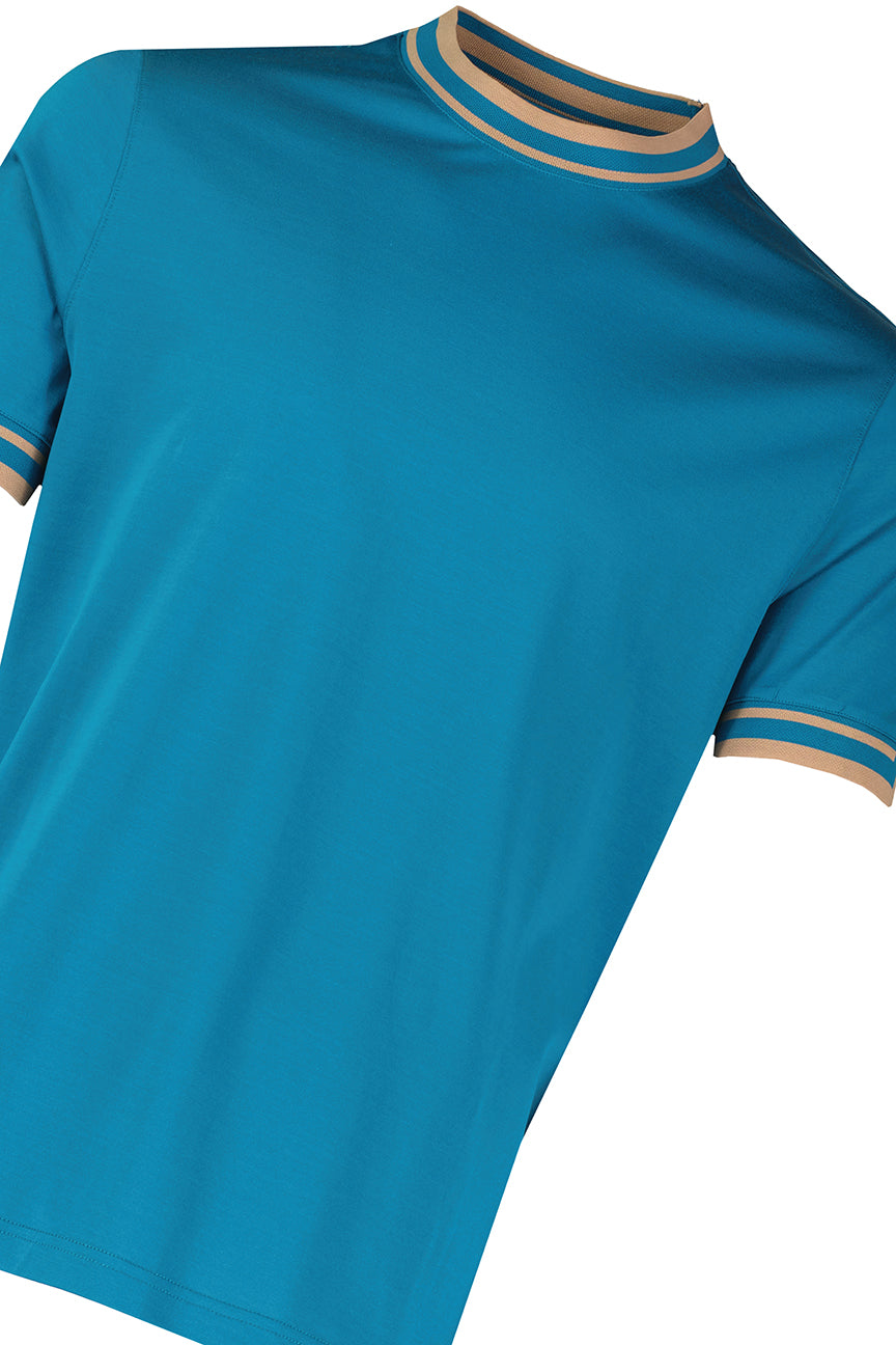 Men's Pal Zileri Teal Blue Mercerised T Shirt