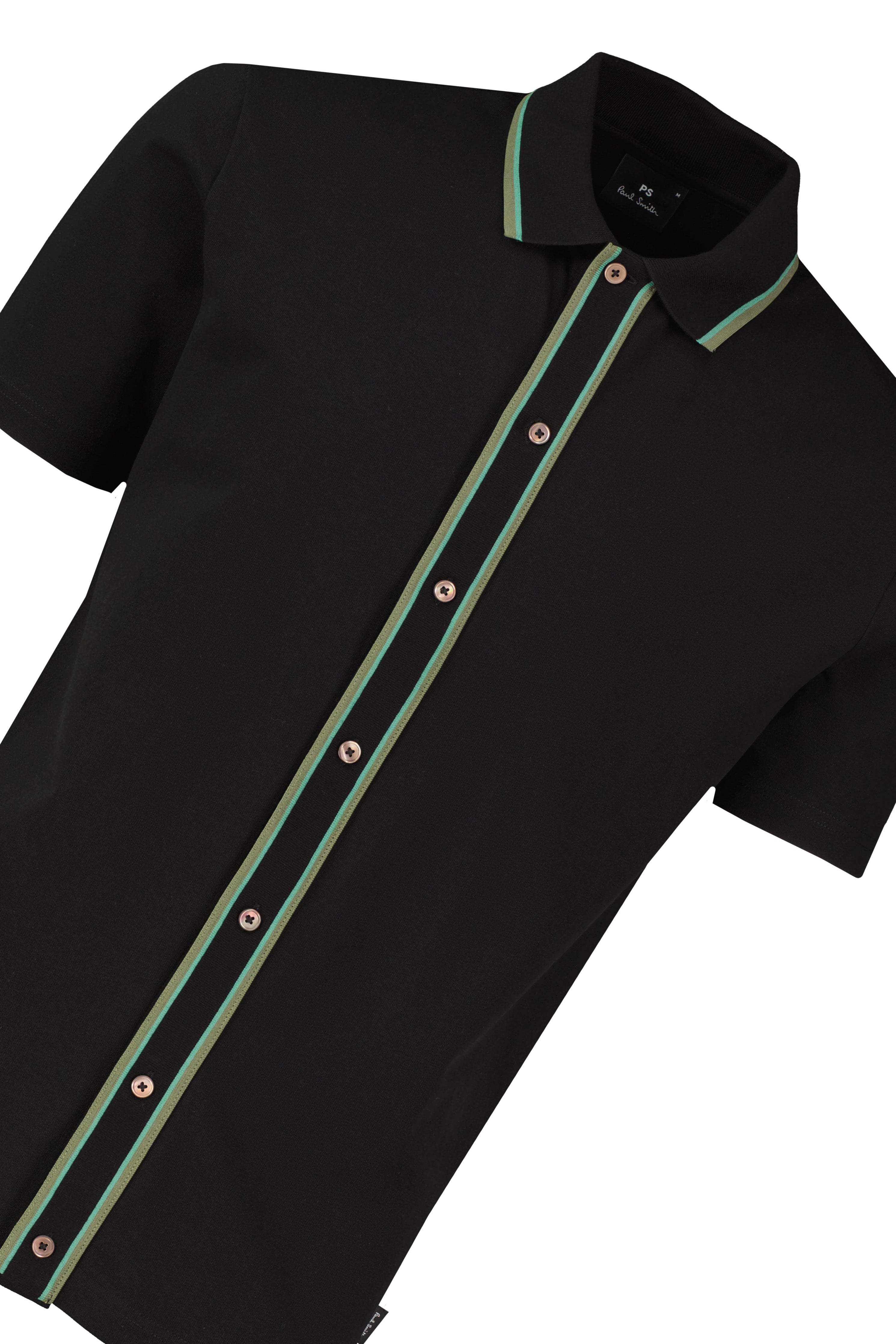 Men's Paul Smith Button-Through Polo Shirt - Black — view 3