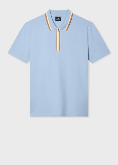 Men's Paul Smith Regular Fit Zip-Neck Polo Shirt - Blue
