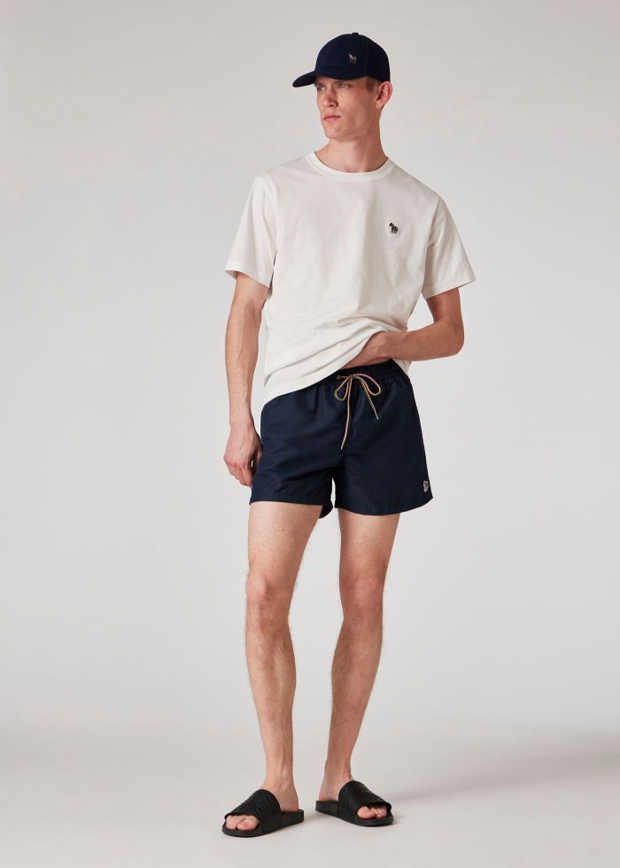 Men's Paul Smith  Navy Zebra Logo Recycled Swim Shorts — view 2