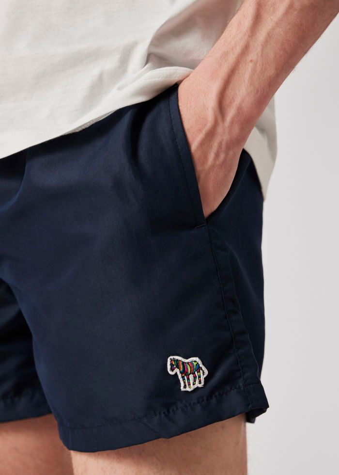 Men's Paul Smith  Navy Zebra Logo Recycled Swim Shorts — view 5