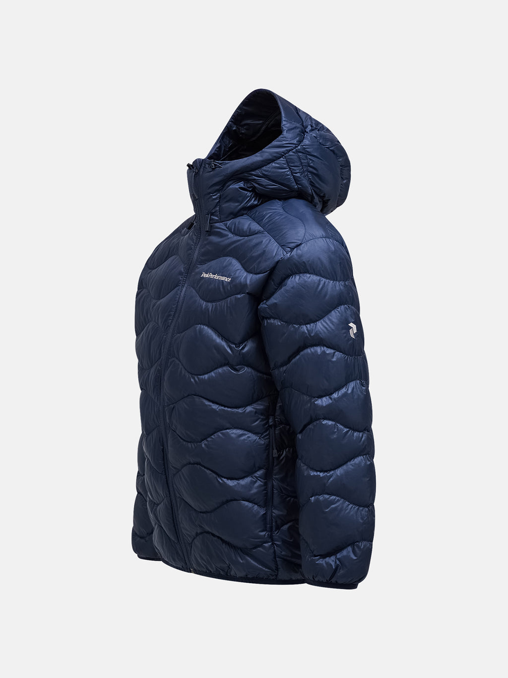 Men's Peak Performance Helium Down Hood Jacket in Blue Shadow — view 5