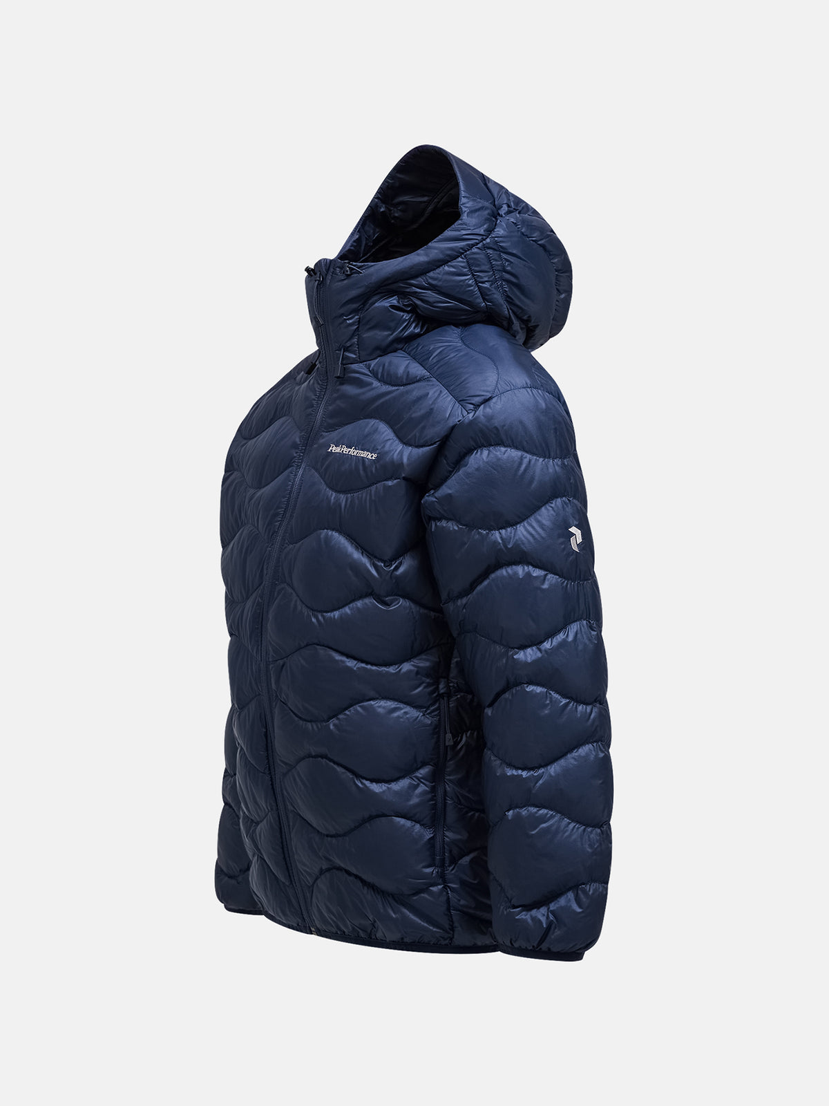 Men's Peak Performance Helium Down Hood Jacket in Blue Shadow — view 5