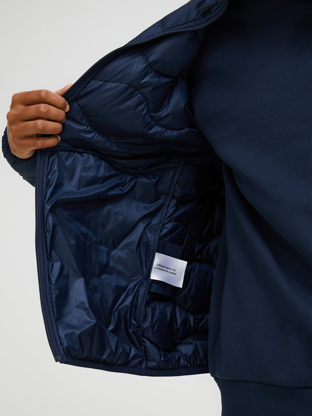 Men's Peak Performance Helium Down Hood Jacket in Blue Shadow — view 8