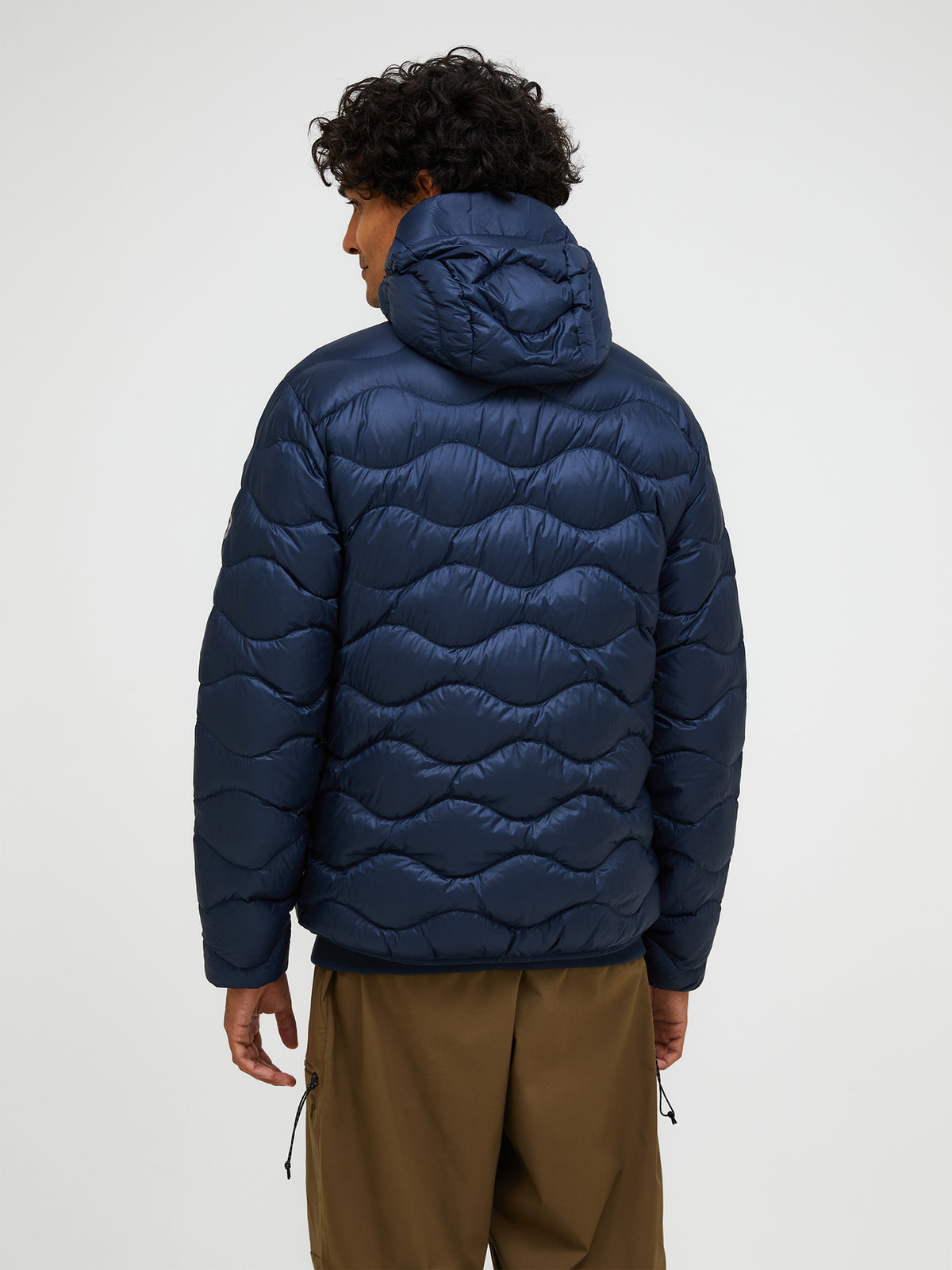 Men's Peak Performance Helium Down Hood Jacket in Blue Shadow — view 9