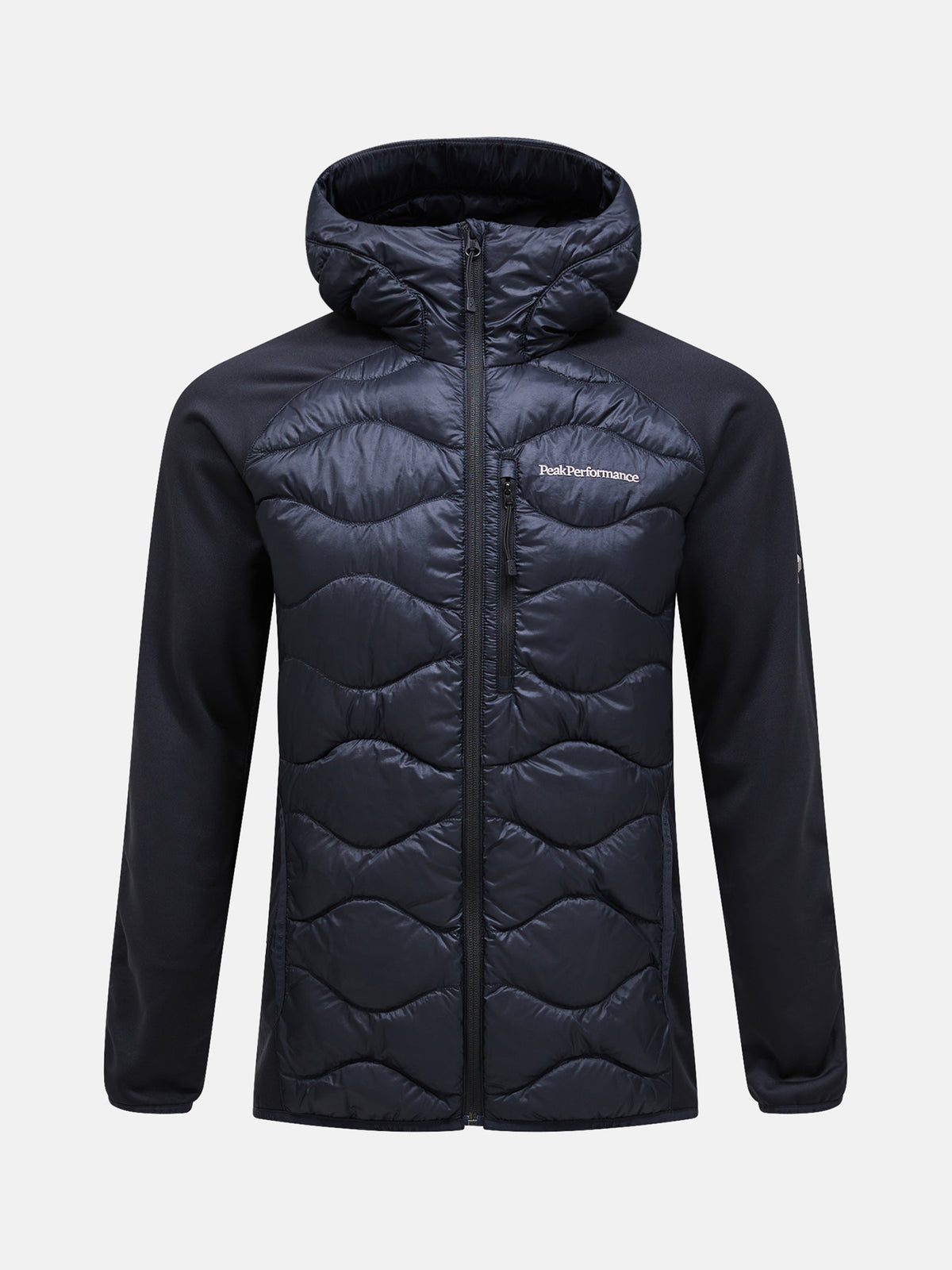 Men's Peak Performance Helium Down Hybrid Hood in Black — view 2