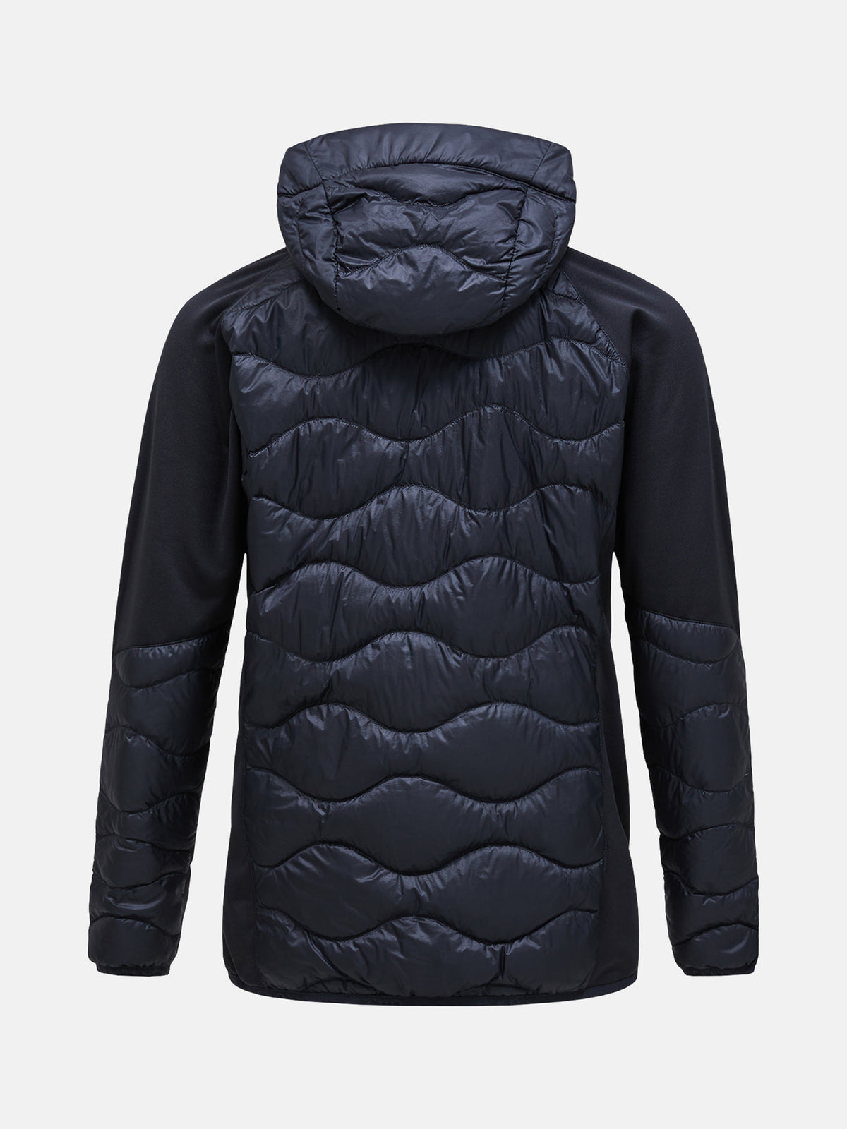 Men's Peak Performance Helium Down Hybrid Hood in Black — view 4