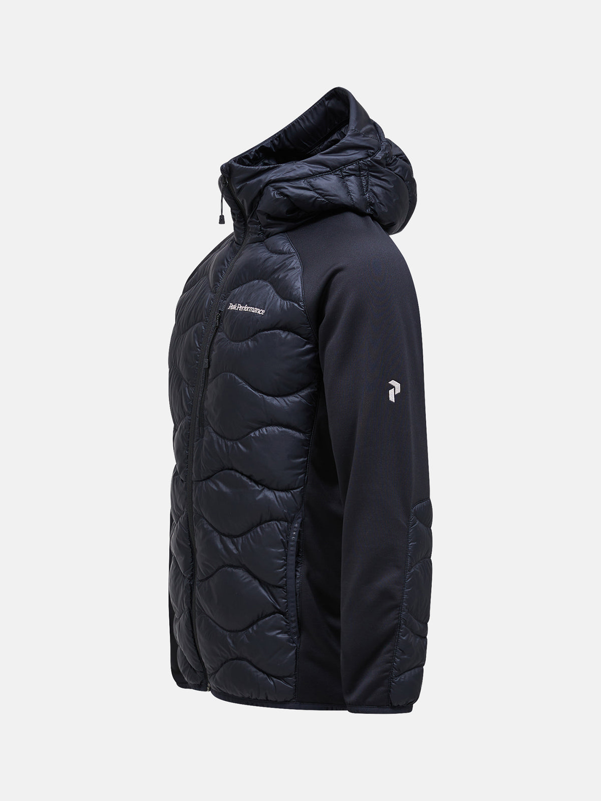 Men's Peak Performance Helium Down Hybrid Hood in Black — view 7
