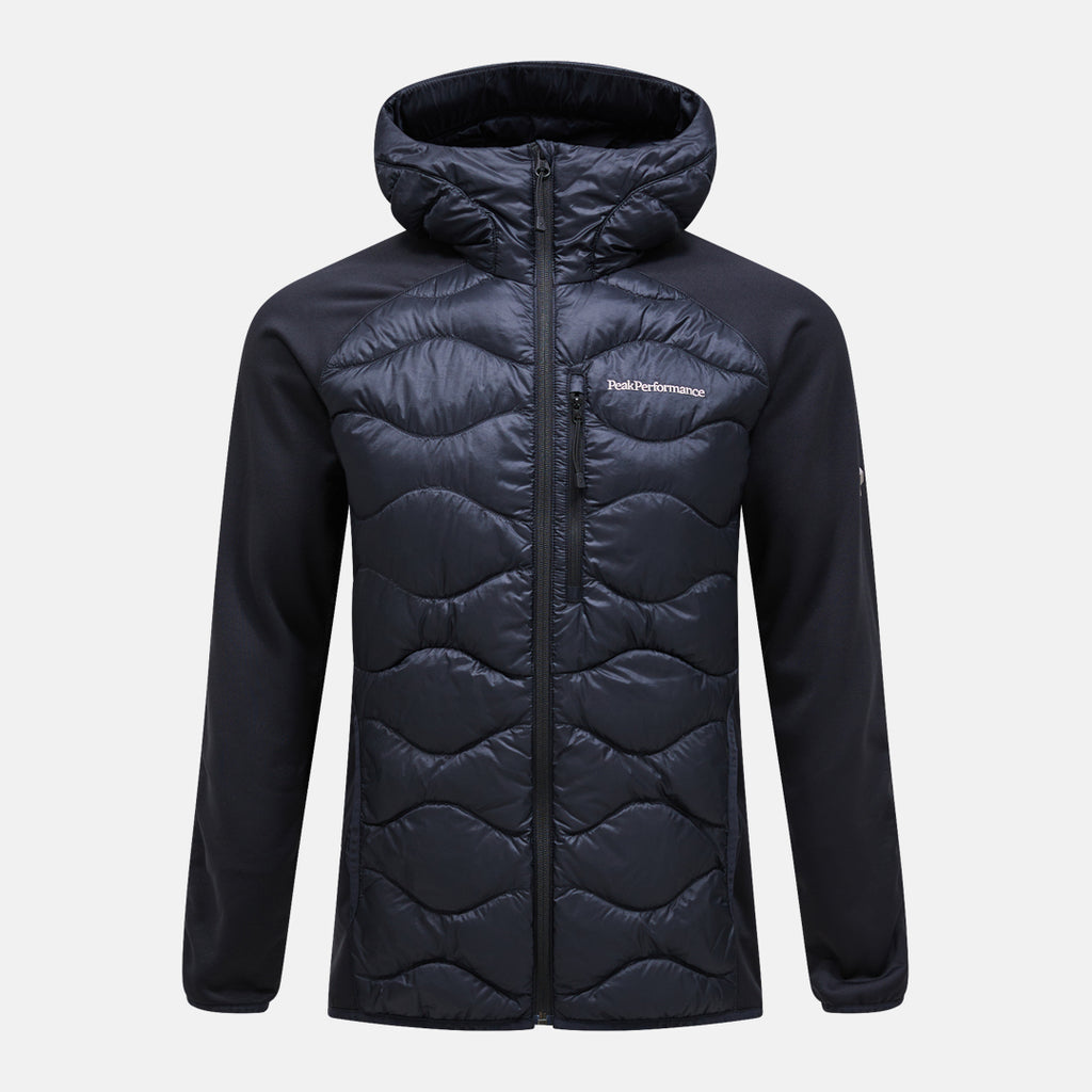 Men's Peak Performance Helium Down Hybrid Hood in Black — view 9