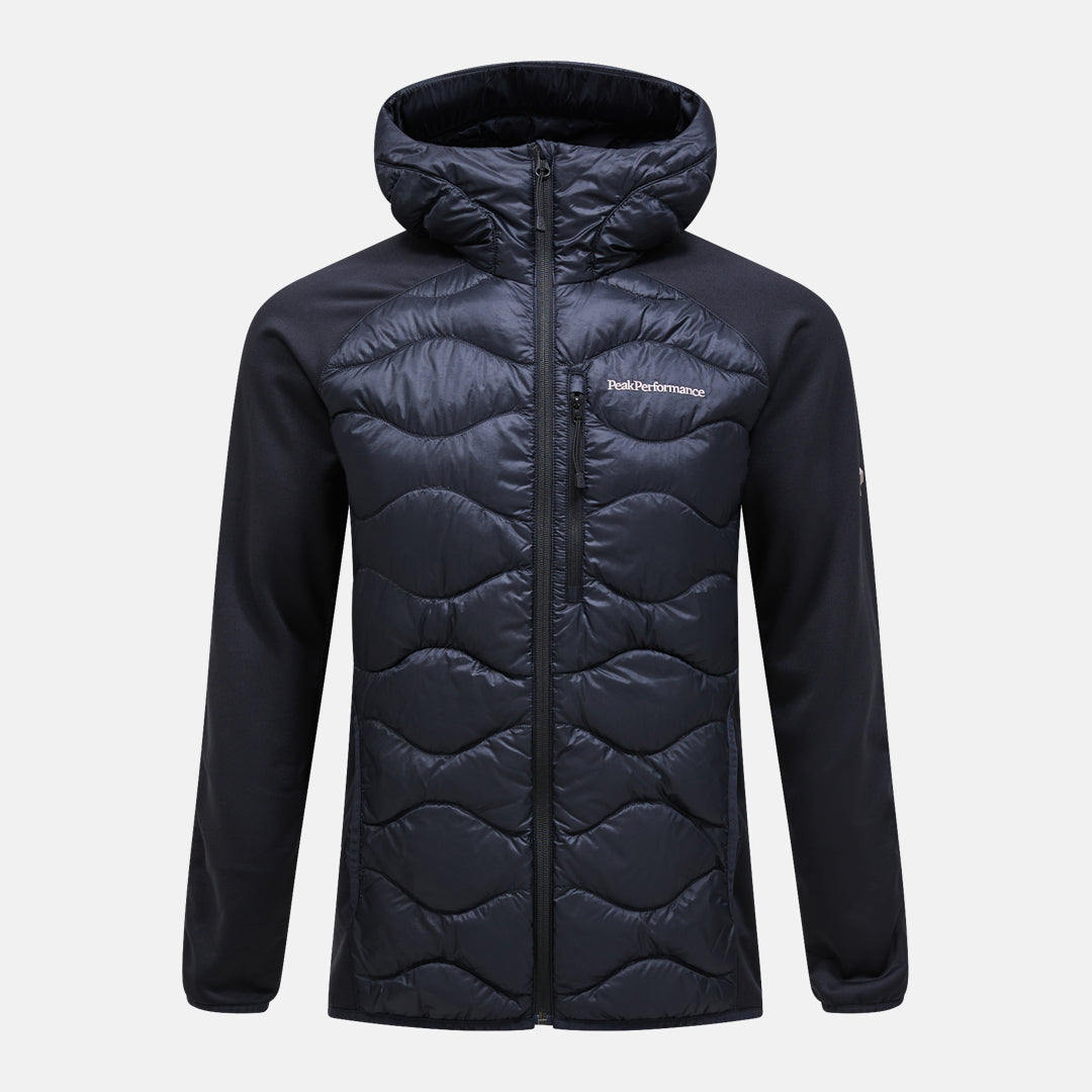 Men's Peak Performance Helium Down Hybrid Hood in Black — view 9