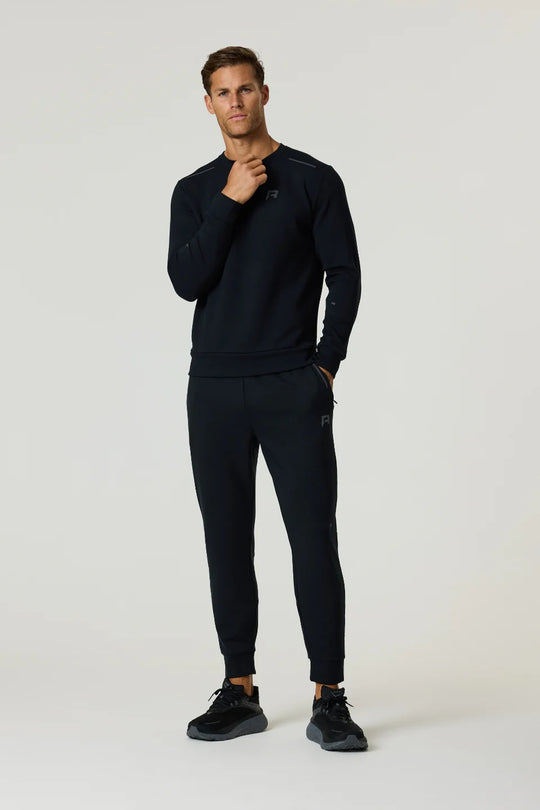 Men's Reprimo Black Motion Crew Neck Jumper & Tracksuit Pant Set