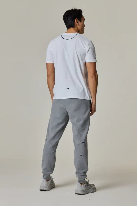 Reverse of model wearing Reprimo Motion t-shirt