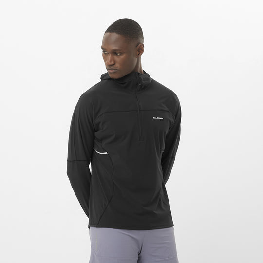 Men's Salomon Black Sense Aero Hybrid Half Zip Hoodie