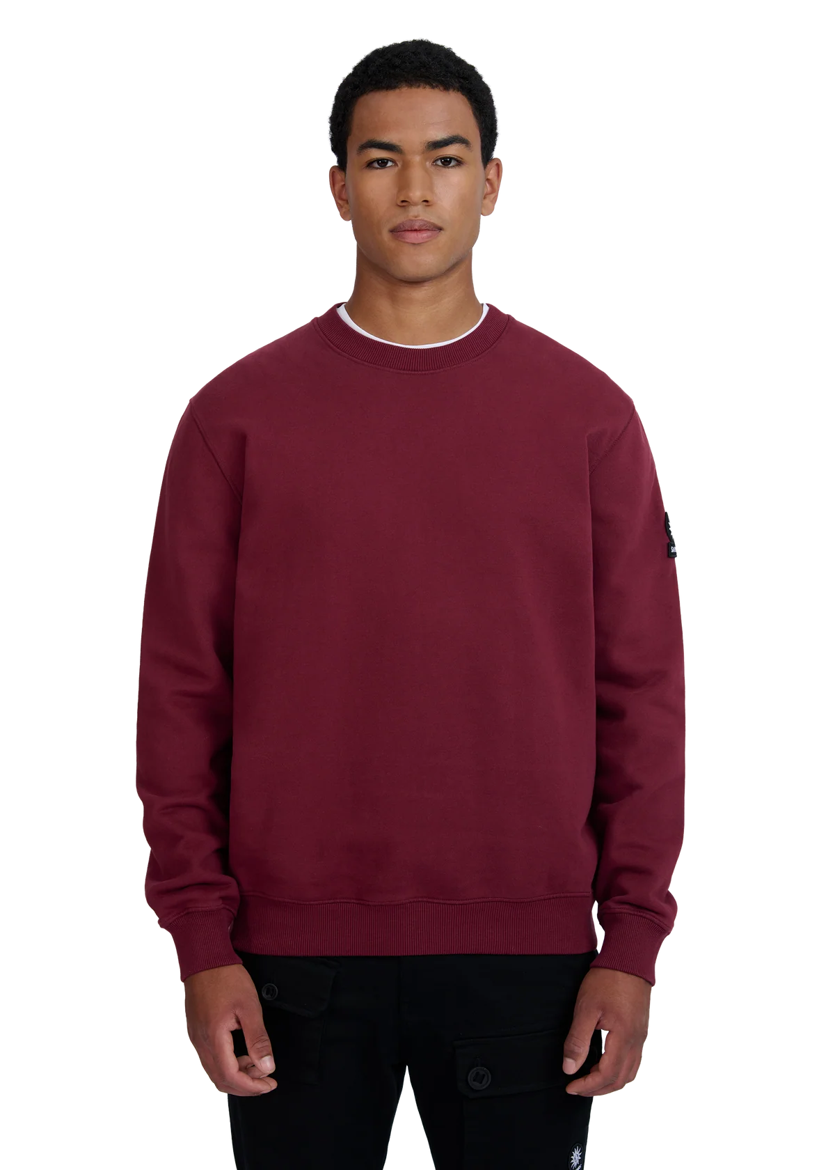 Men's Sandbanks Badge Logo Sweatshirt in Port — view 2