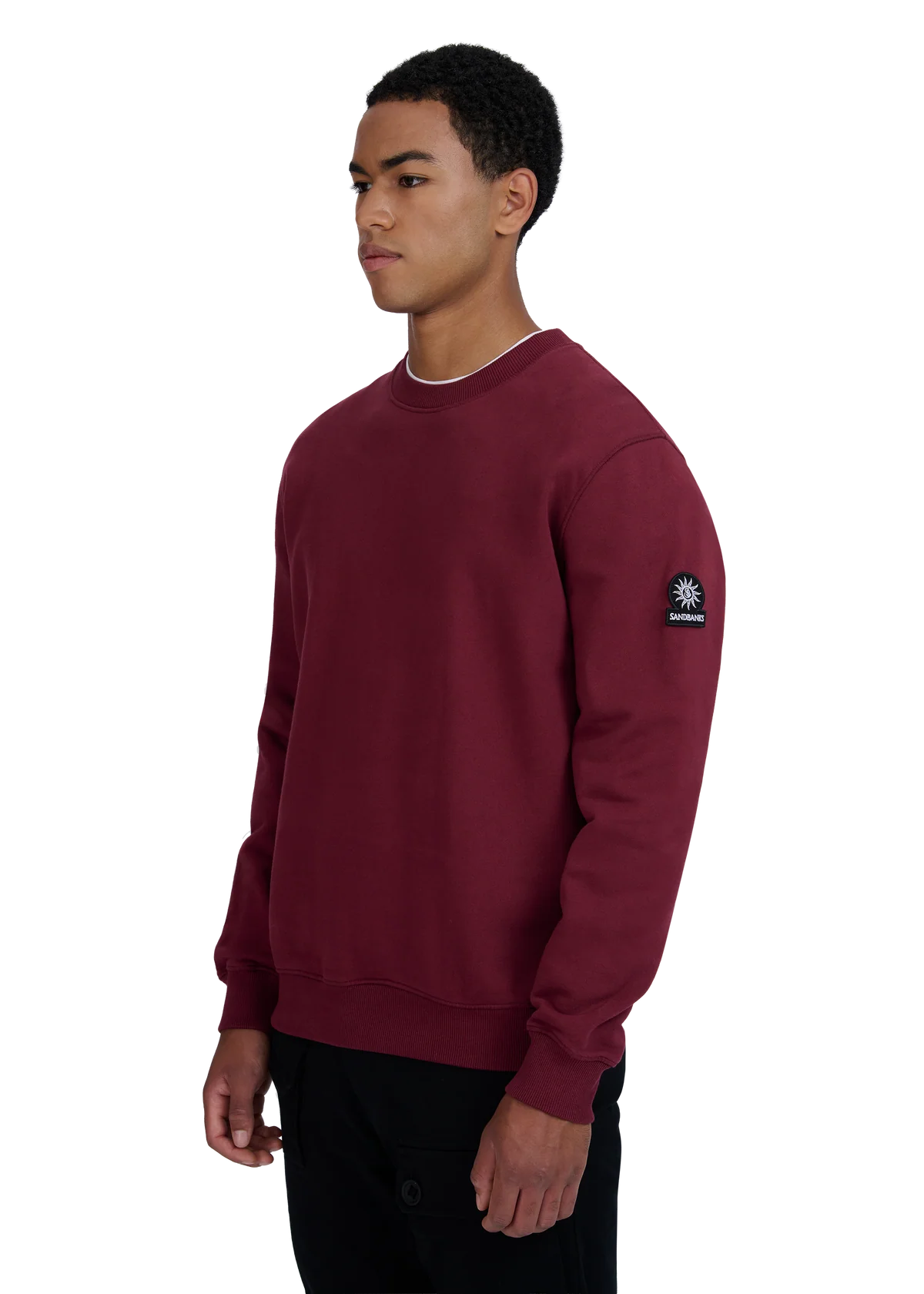 Men's Sandbanks Badge Logo Sweatshirt in Port — view 4
